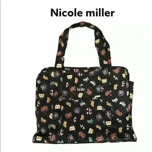 NICOLE MILLER BLACK TOTE STILETTOS AND PURSES PRINT